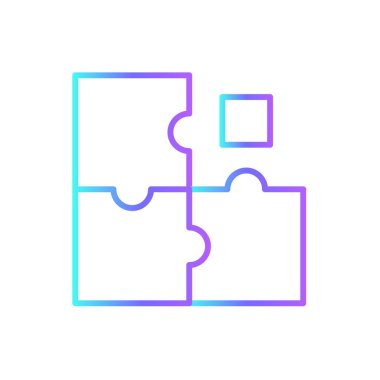 Mavi duoton tarzında problem çözme ve yönetim simgesi. konsept, fikir, bulmaca, strateji, yaratıcı, yaratıcılık, hedef. Vektör illüstrasyonu