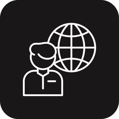 Siyah çizgili dış kaynak takım çalışması ve yönetim simgesi. İnsan, ortaklık, iş, adam toplama, işbirliği, çalışan, kariyer. Vektör illüstrasyonu