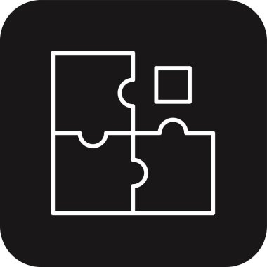 Siyah çizgi biçiminde problem çözme ve yönetim simgesi. konsept, fikir, bulmaca, strateji, yaratıcı, yaratıcılık, hedef. Vektör illüstrasyonu