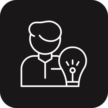 Siyah doldurulmuş çizgi biçimli Fikir Takımı ve Yönetim simgesi. yaratıcı, yenilik, ışık, ampul, çözüm, parlak, lamba. Vektör illüstrasyonu