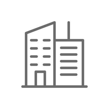 Ofis Takım Çalışması ve Yönetim simgesi ve siyah taslak tarzı. İş, set, ev, ev, bina, ortaklık, organizasyon. Vektör illüstrasyonu