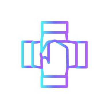 Mavi duoton stili takım çalışması ve yönetim ikonu. Takım. Vektör illüstrasyonu