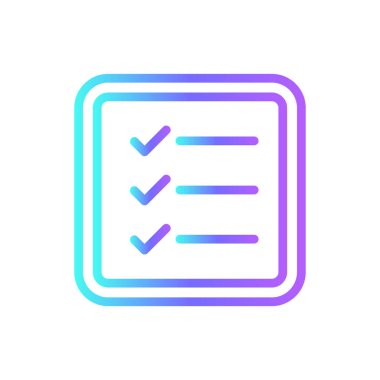 Mavi duotone tarzında takım çalışması ve yönetim simgesini listele. belge, kontrol listesi, rapor, form, not, kağıt, defter. Vektör illüstrasyonu