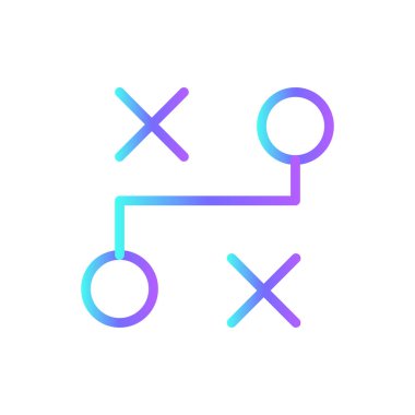 Strateji Takım Çalışması ve Yönetim ikonu mavi duoton tarzında. Fikir, başarı, hedef, kavram, çözüm, amaç, plan. Vektör illüstrasyonu