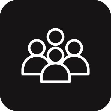 Siyah çizgili, Takım Çalışması ve Yönetim ikonu. takım, grup, kişi, sosyal, insan, kullanıcı, avatar. Vektör illüstrasyonu