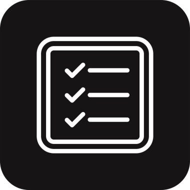 Siyah çizgili takım çalışması ve yönetim simgesini listele. belge, kontrol listesi, rapor, form, not, kağıt, defter. Vektör illüstrasyonu