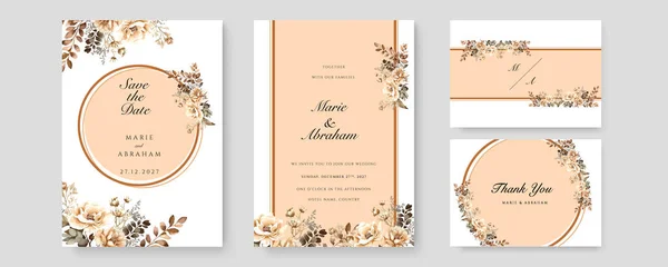 白色兰花植物美丽典雅的花卉婚礼请柬模板 — 图库矢量图片