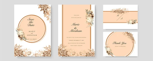 Branco Orquídea Flor Vetor Elegante Folhas Casamento Convite Cartão Modelo — Vetor de Stock