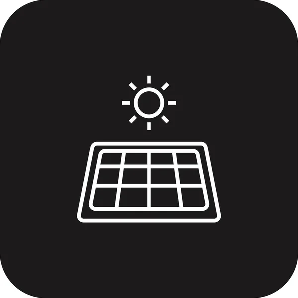 Painel Solar Ícone Eco Amigável Com Preto Cheio Estilo Linha —  Vetores de Stock