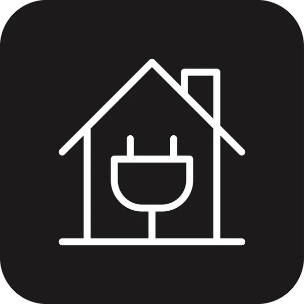Energy House Icône Écologique Avec Ligne Noire Remplie Style Renouvelable — Image vectorielle