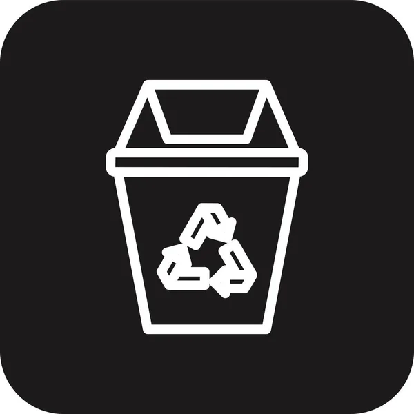 Bin Lixo Eco Ícone Amigável Com Preto Cheio Estilo Linha — Vetor de Stock