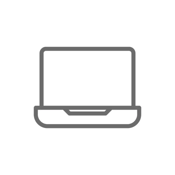 Laptop Trabalho Equipe Ícone Gerenciamento Com Estilo Contorno Preto Notebook — Vetor de Stock