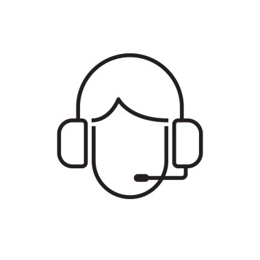 Siyah ana hatlı İş Adamları simgesini destekle. Merkez, internet, iletişim, bilgi, asistan, tele pazarlama, bilgi. Vektör illüstrasyonu