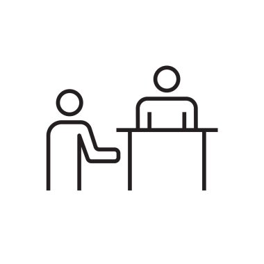 Siyahi taslak tarzında danışmanlık yapan iş adamları ikonu. teknoloji, sohbet, insanlar, sosyal, sohbet, ağ, işbirliği. Vektör illüstrasyonu