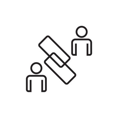 Bağlantı İş Adamları simgesi siyah hatlı. İletişim, ağ, sosyal, bilgi, topluluk, iletişim, arkadaşlık. Vektör illüstrasyonu