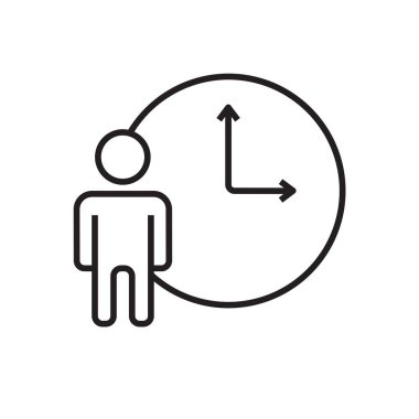 İnsan Saati İş Adamları ikonu, siyah taslak tarzında. İnsanlar, iş, adam, saat, program, saat, esnek. Vektör illüstrasyonu