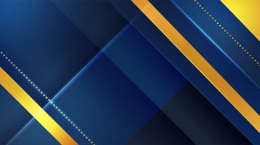 Lüks koyu mavi boyut arka planında metal desenler. Renkli altın parıltılar, yarım ton dokuda parlak altın elementler var. Modern vektör tasarım şablonu.