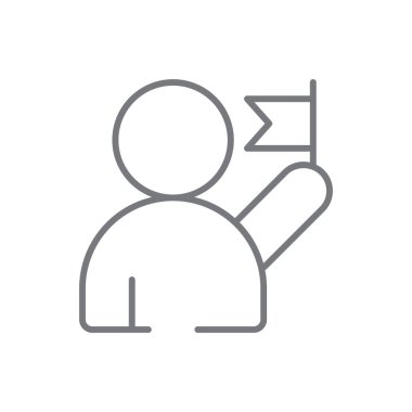 Lider İş Adamları simgesi siyah çizgili. İnsan, insan, başarı, insan, menajer, iş adamı, liderlik. Vektör illüstrasyonu