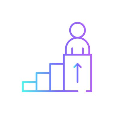 Kariyer sahibi iş adamları mavi duoton tarzında ikon. büyüme, başarı, yönetim, iş, hedef, insan, ilerleme. Vektör illüstrasyonu