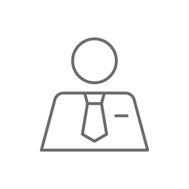 İş adamı iş adamı simgesi, siyah çizgili. İnsan, insan, menajer, avatar, işçi, profil, erkek. Vektör illüstrasyonu