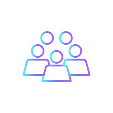 Mavi duoton tarzında bir takım çalışması ve yönetim ikonu. takım, grup, kişi, sosyal, insan, kullanıcı, avatar. Vektör illüstrasyonu