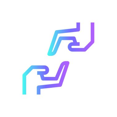 İşbirliği yapan iş adamları mavi duoton tarzında ikon. İletişim, paylaşım, sosyal, ortaklık, topluluk, bağlantı, iletişim. Vektör illüstrasyonu