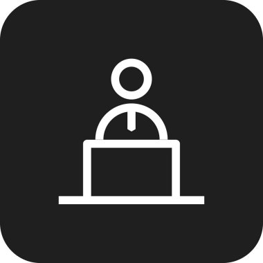 Çalışan İş Adamları simgesi, siyah doldurulmuş çizgi tarzı. Takım, ortaklık, kişi, ofis, toplantı, iş, iş. Vektör illüstrasyonu