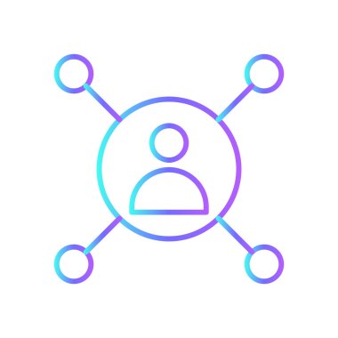 Ağ İşletmeleri ikonu mavi duoton tarzında. bağlantı, sosyal, küresel, bilgi, veri, topluluk, organizasyon. Vektör illüstrasyonu