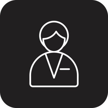 İş adamı iş adamı simgesi, siyah çizgili. İnsan, insan, menajer, avatar, işçi, profil, erkek. Vektör illüstrasyonu