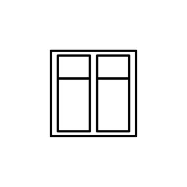 Siyah çizgili pencere simgesi simgesi. ev, ev, mimari, çerçeve, oda, iç mekan, inşaat. Vektör illüstrasyonu