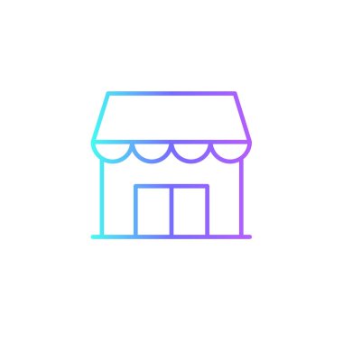 Blue Duotone tarzında emlak simgesi. Dükkan, satış, market, perakende, teslimat, ticaret, süpermarket. Vektör illüstrasyonu