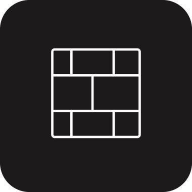 Siyah çizgili Wall Emlak ikonu. ev, inşaat, ev, tuğla, taş, mimari, yapı. Vektör illüstrasyonu