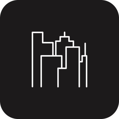 Siyah çizgili City Emlak simgesi. şehir, şehir, mimari, gökdelen, ev, inşaat. Vektör illüstrasyonu