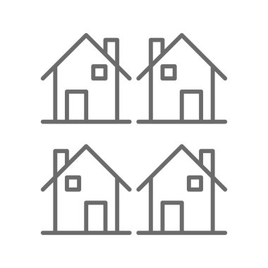 Siyah çizgili bir emlak simgesi. Bina, ev, ev, satış, kira, daire, menajer. Vektör illüstrasyonu