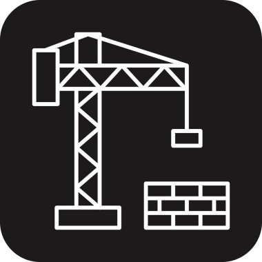 İnşaat Emlak simgesi, siyah dolgulu çizgi tarzı. Miğfer, mühendis, işçi, endüstri, aletler, vinç, ekipman. Vektör illüstrasyonu