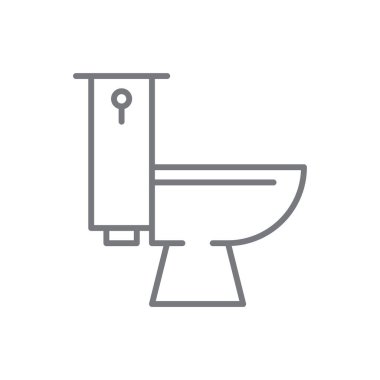 Siyah çizgili tuvalet emlak ikonu. WC, banyo, tuvalet, tuvalet, oda, hijyen, hijyen. Vektör illüstrasyonu