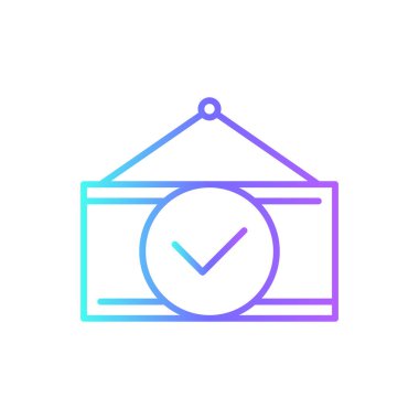 Açık İşaret Emlak simgesi, mavi duoton tarzında. Tabela, kapı, mağaza, market, bilgi, hoş geldin, dikkat. Vektör illüstrasyonu