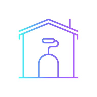 Renovasyon Emlak ikonu, mavi duoton tarzında. ev, inşaat, ev, onarım, iyileştirme, bina, bakım. Vektör illüstrasyonu