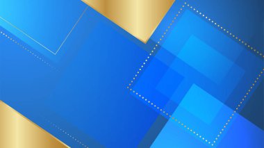 Soyut mavi ve altın dalgalı arka plan şekilleri