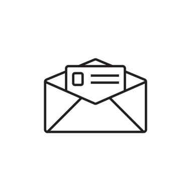 Siyah taslak biçimli bir e- posta pazarlama simgesi. Mesaj, internet, posta, adres, internet, zarf, cep telefonu. Vektör illüstrasyonu