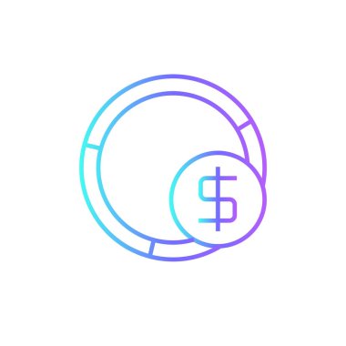 Bütçe pazarlama ikonu mavi duoton tarzında. Para, finans, para, yatırım, ödeme, gelir, nakit. Vektör illüstrasyonu