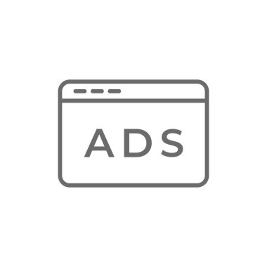 Siyah taslak tarzlı reklam pazarlama simgesi. medya, internet, sosyal, strateji, promosyon, kampanya, reklam. Vektör illüstrasyonu