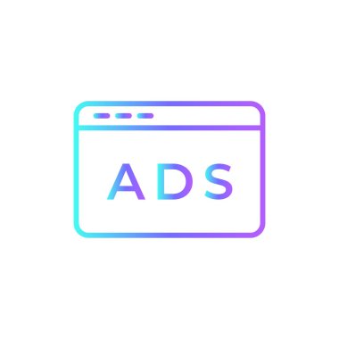 Reklam pazarlama ikonu mavi duoton tarzında. medya, internet, sosyal, strateji, promosyon, kampanya, reklam. Vektör illüstrasyonu