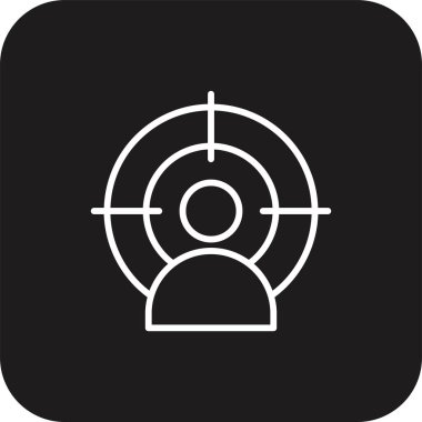 Hedef pazarlama simgesi, siyah doldurulmuş çizgi tarzı. Başarı, hedef, strateji, konsept, fikir, amaç, odaklanma. Vektör illüstrasyonu