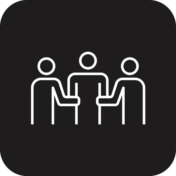Ikona Pracovní Skupinyfiremní Lidé Černým Stylem Vyplněné Čáry Setkání Partnerství — Stockový vektor