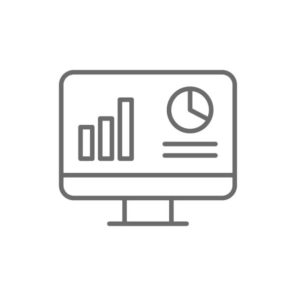 ビジネスレポート黒いアウトラインスタイルのビジネスユーザーアイコン データ グラフ チャート グラフィック ベクターイラスト — ストックベクタ