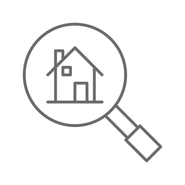 Accueil Recherche Immobilier Icône Avec Style Contour Noir Maison Élément — Image vectorielle