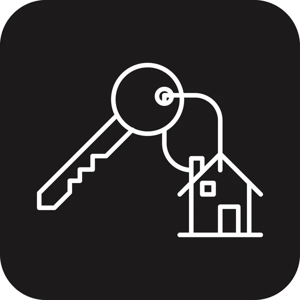 Schlüsselsymbol Für Immobilien Mit Schwarzem Linienstil Safe Entriegeln Haus Tür — Stockvektor