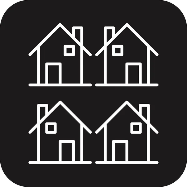 Ikona Real Estate Černým Vyplněným Stylem Linky Budova Dům Dům — Stockový vektor