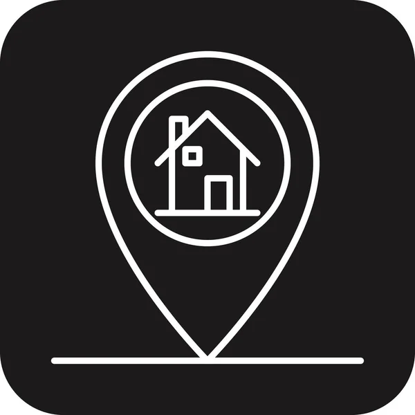 Localisation Icône Immobilier Avec Ligne Noire Remplie Style Carte Pointeur — Image vectorielle